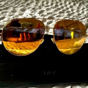 Christian Dior Gold Split Aviator Sunglasses